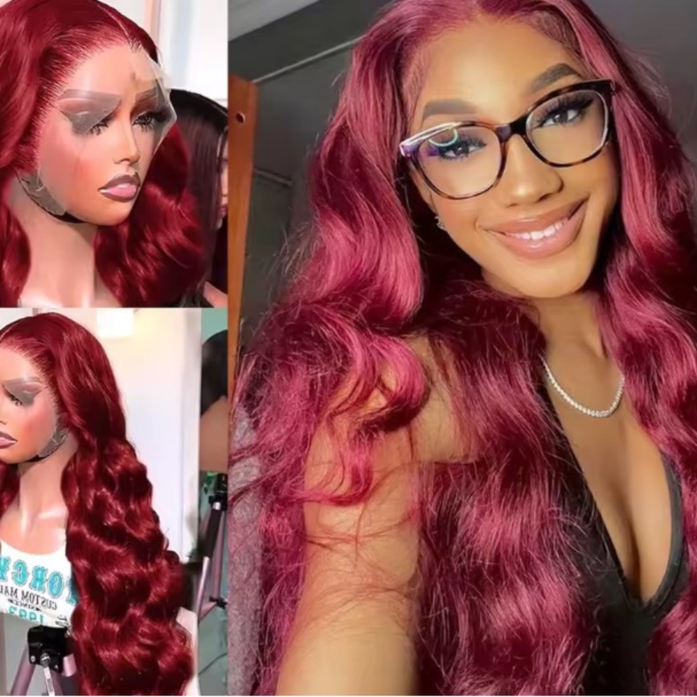 Burgundy Hair Extensions with Baby Hair - Picture 2 of 6